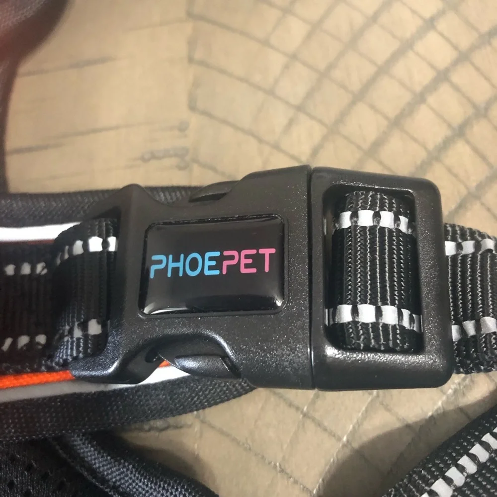 PHOEPET No Pull Dog Harness Medium Reflective Adjustable, 2 Metal Hooks Vest